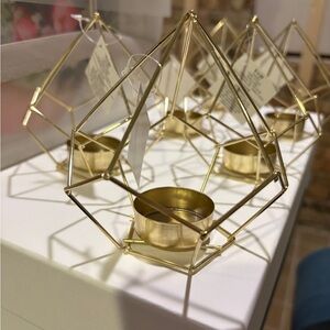 Geometric Gold Tealight Candle Holder